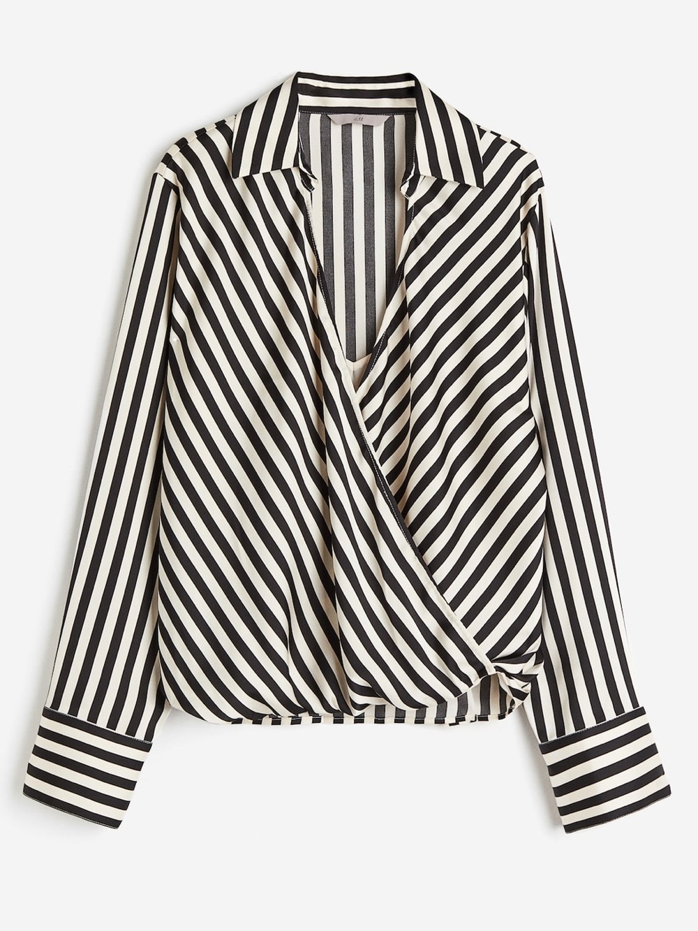 H&M Wrap-over Classic Striped Blouse Medium